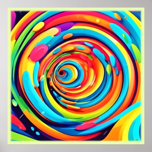 トンネル内の渦巻きサイケデリック色 ポスター (正面)