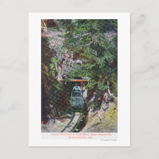 トンネル出口を出て行く金ゴールドの表示 ポストカード (正面)