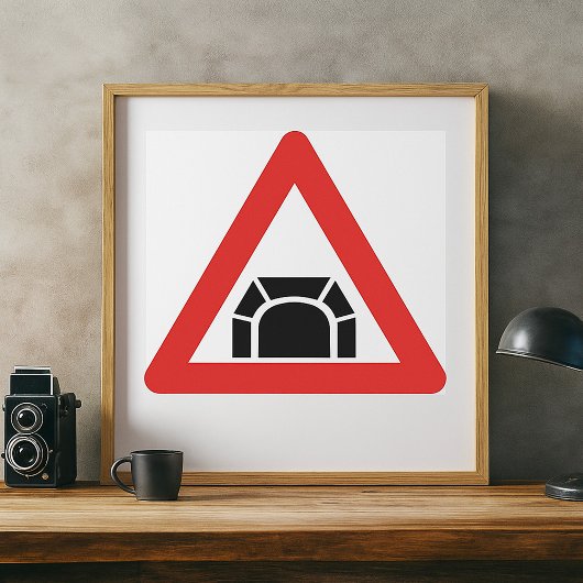トンネル警告の道路標識の交通記号 ポスター
