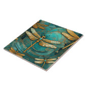 トンフライアールヌーボーアールデコティール(緑がかった色)&金ゴールド昆虫 タイル (側面)