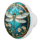 トンフライアールヌーボーデコアクアブルーステンドグラス セラミックノブ (右)