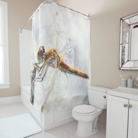 トンフライウォーターカラーパステルホワイトバックグラウンド シャワーカーテン (インサイチュ)