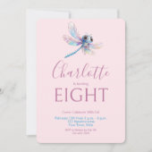 トンフライウォーターカラーピンクガールズ誕生日 招待状 (正面)