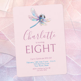 トンフライウォーターカラーピンクガールズ誕生日 招待状