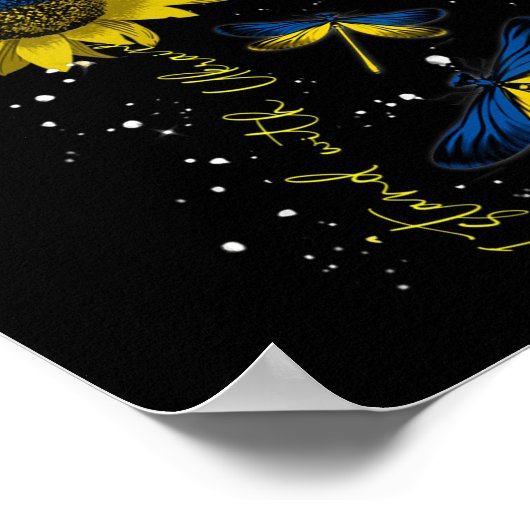 トンフライウクライナひまわりウクライナ国旗の機知に立つ ポスター (角)