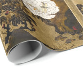 トンフライオンヴィンテージ植物性金ゴールド牡丹日本の ラッピングペーパー (ロールコーナー)