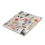 トンフライガーデンピンクブルーフローラ花 タイル (側面)