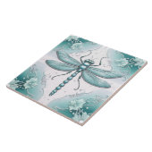 トンフライターコイズとホワイトフラワーアートティール（緑がかった色） タイル (側面)