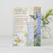 トンフライバタフライデルフィニウムブライダルシャワー 招待状 (スタンド正面)