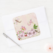 トンフライピンクさくらんぼブロッサムストーリーイラストレーション スクエアシール (封筒)