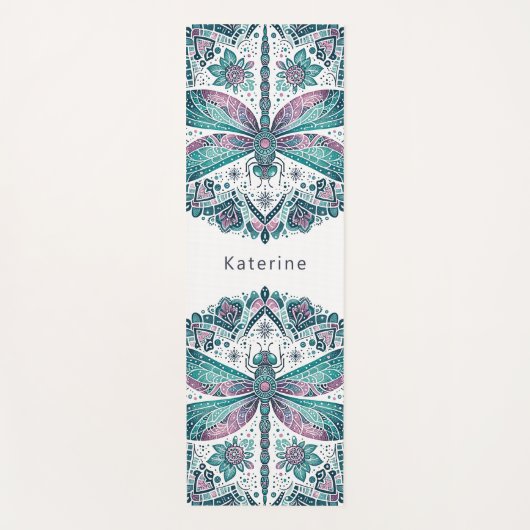 トンフライフローラマンダラメディテーションターコイズ ヨガマット (正面)