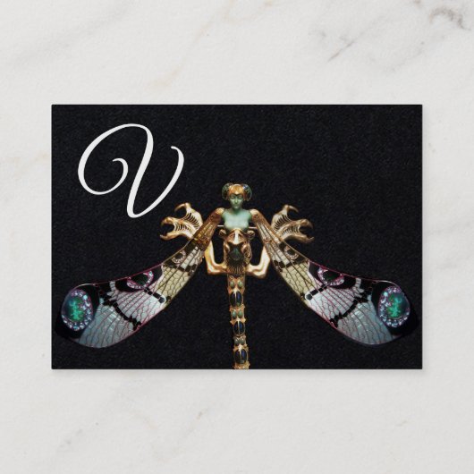 トンフライ女性ファンタジージュエルブラック紙モノグラム 名刺 (裏面)