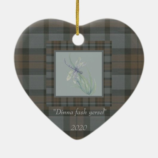 トンフライ水色フレーザークランタータンチェックグレーブルー セラミックオーナメント (裏面)