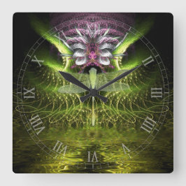 トンフライ魔法フラクタルアートウォールクロック スクエア壁時計