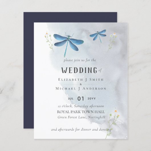 トンフライ魔法水彩結婚式招待状 (正面/裏面)