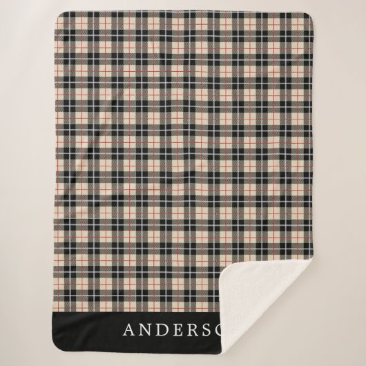 トンプソンパーソナライズされたラクメルタータンチェックプレイドパターン シェルパブランケット (正面)