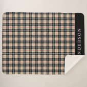 トンプソンパーソナライズされたラクメルタータンチェックプレイドパターン シェルパブランケット (正面(横))