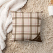 トンプソンベージュブラウンレッドピンクローズ金ゴールドタータンチェック クッション (ブランケット)