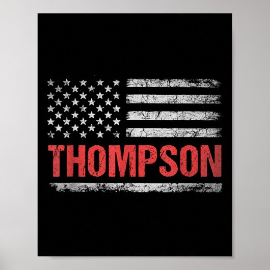 トンプソン名米国国旗 – Thompson姓 ポスター (正面)