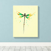 トンボかわいい水色イラストレーション キャンバスプリント (インサイチュ (ウッドフロア))