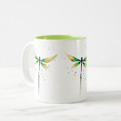 トンボかわいい水色イラストレーション ツートーンマグカップ (正面左)