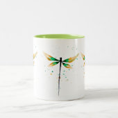 トンボかわいい水色イラストレーション ツートーンマグカップ (中央)