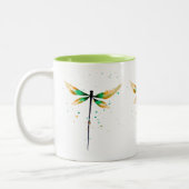 トンボかわいい水色イラストレーション ツートーンマグカップ (左)