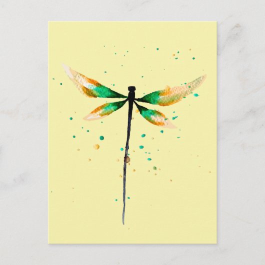 トンボかわいい水色イラストレーション ポストカード (正面)