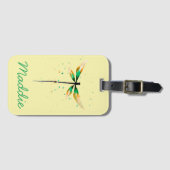 トンボかわいい水色イラストレーション ラゲッジタグ (正面横)