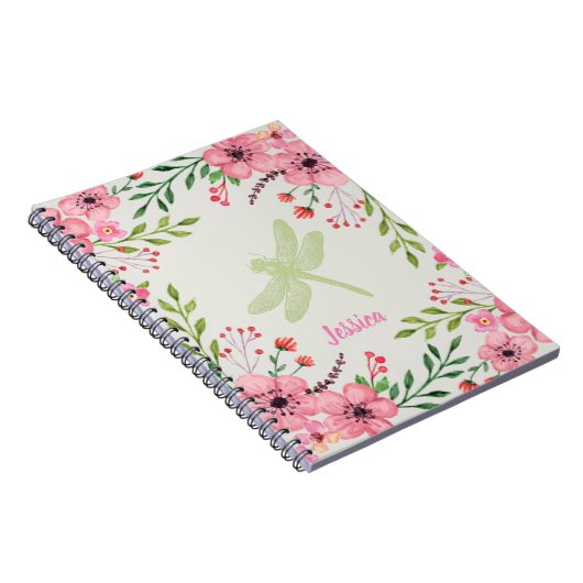 トンボかわいらしイと名前を持つピンクの花 ノートブック (右側)