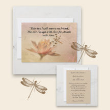 トンボとウォーターリリー結婚式招待状