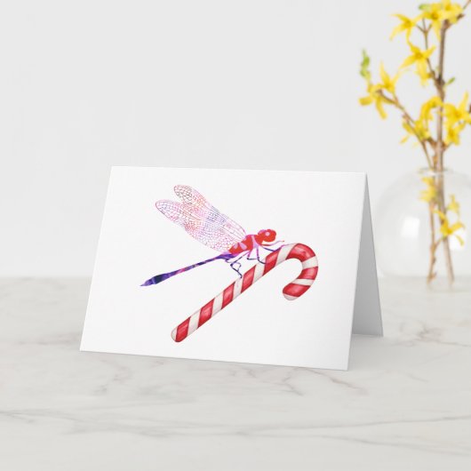 トンボとキャンディーケーンのモザイクアート カード (黄色い花)