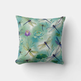 トンボとハスの花 クッション