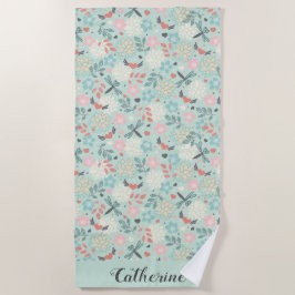 トンボとハートフローラ ビーチタオル