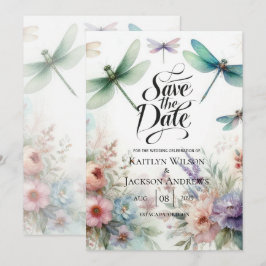 トンボとパステルフラワーのSave the Date セーブザデート