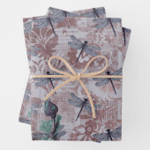 トンボとパープルフローラ新聞 ラッピングペーパーシート (インサイチュ)