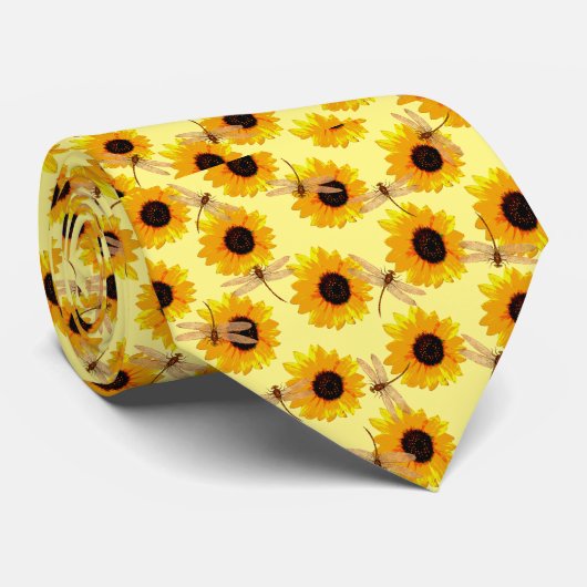 トンボとヒマワリ、ネックタイ ネクタイ (ロール)