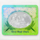 トンボとピンクのデイジー花フォトフレーム マウスパッド (正面)