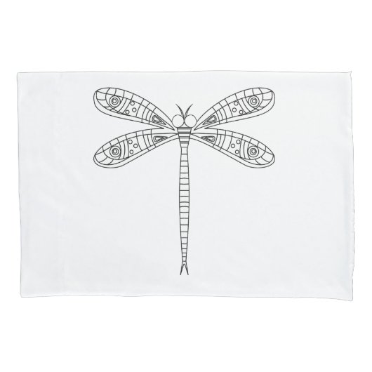 トンボとユリの布絵を描の枕ケース 枕カバー (正面)