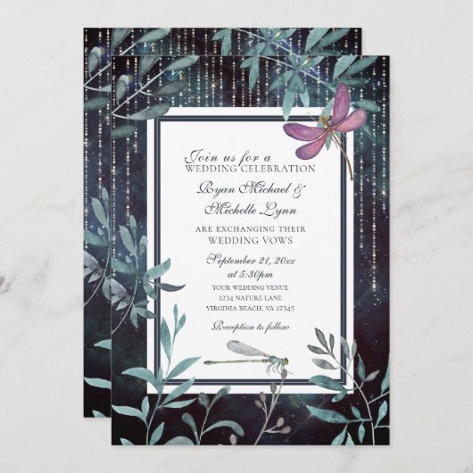 トンボとライト夕べ庭園の結婚式 招待状 (正面/裏面)