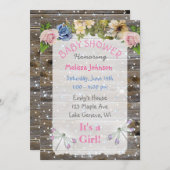 トンボと花とスパークル 赤ちゃん歓迎会 招待状 (正面/裏面)