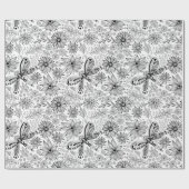 トンボと花のドードルラッピング紙 ラッピングペーパー (フラット)