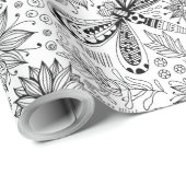 トンボと花のドードルラッピング紙 ラッピングペーパー (ロールコーナー)