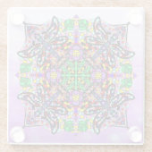 トンボと花をテーマにした紫カラフル ガラスコースター (裏面)