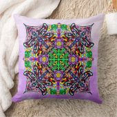 トンボと花をテーマにした紫カラフル クッション (ブランケット)