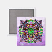 トンボと花をテーマにした紫カラフル マグネット (正面/裏面)