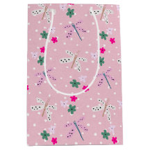 トンボと花オン水玉模様