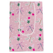 トンボと花オン水玉模様 ミディアムペーパーバッグ (裏面)