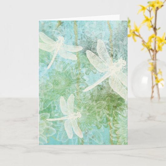 トンボと花 カード (黄色い花)