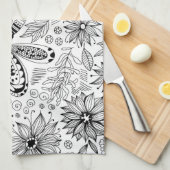 トンボと花 キッチンタオル (四つ折り)